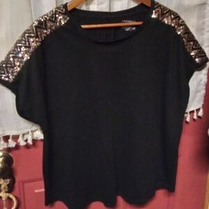 Lane Bryant Black Top with Sequin Accents